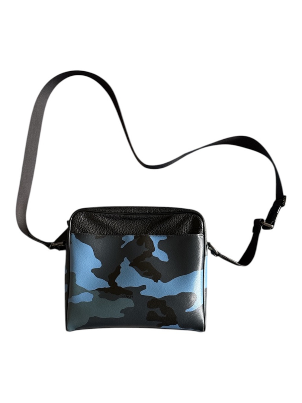 Coach Black & Blue Camouflage Leather Messenger Bag - Picture 2 of 3